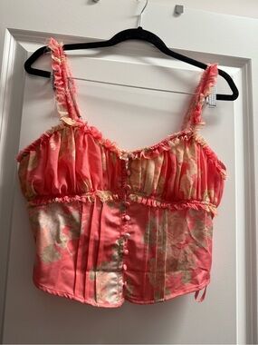 Coral cream Floral Lacey bustier top